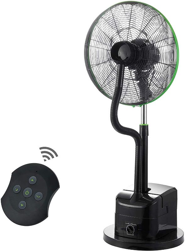 Photo 1 of ***PARTS ONLY*** Simple Deluxe 18 Inch Misting fan Adjustable height Oscillating Cooling Pedestal fan with Remote Control, Ideal for Backyards, Patios and More, Black
