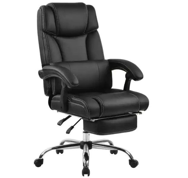 Photo 1 of Black High quality PU leather Office Chairs with Support Cushion and Footrest
