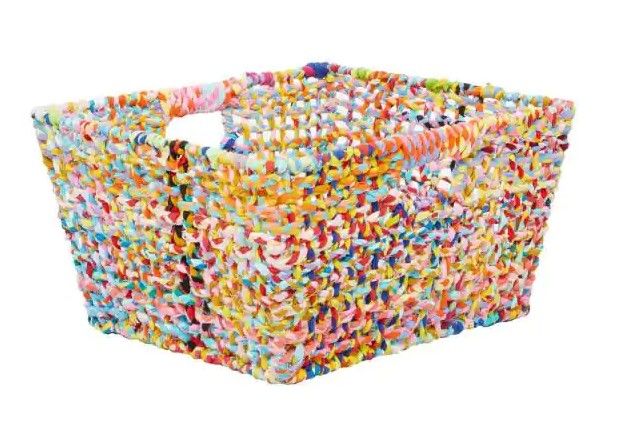 Photo 1 of 2 PACK: Multi Cotton Eclectic Storage Basket 19 in. x 10 in.