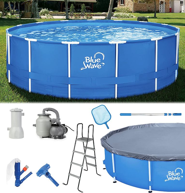 Photo 1 of Blue Wave NB19790 15-ft Round 48-in Deep Active Frame Package Above Ground Swimming Pool with Cover
