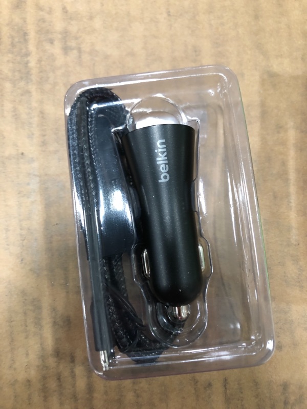 Photo 1 of Belkin 3A/27W 1-port Braided USB-C to USB-C cable USB-C Car Charger - Black

