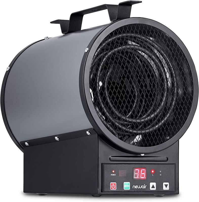 Photo 1 of NewAir, NGH500GA00, 2-in-1 240V 4800 Watt Portable or Mountable Garage Heater, Heats Up to 500 Square Feet, Gray
