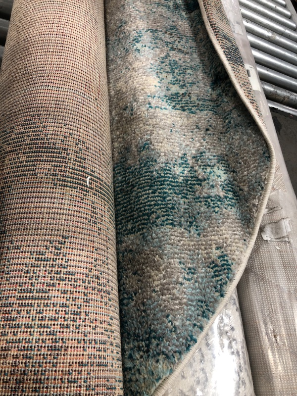 Photo 1 of 5'x8'Oval Contemporary POP Modern Abstract Vintage Area Rug, Cream/Blue - JONATHAN Y
