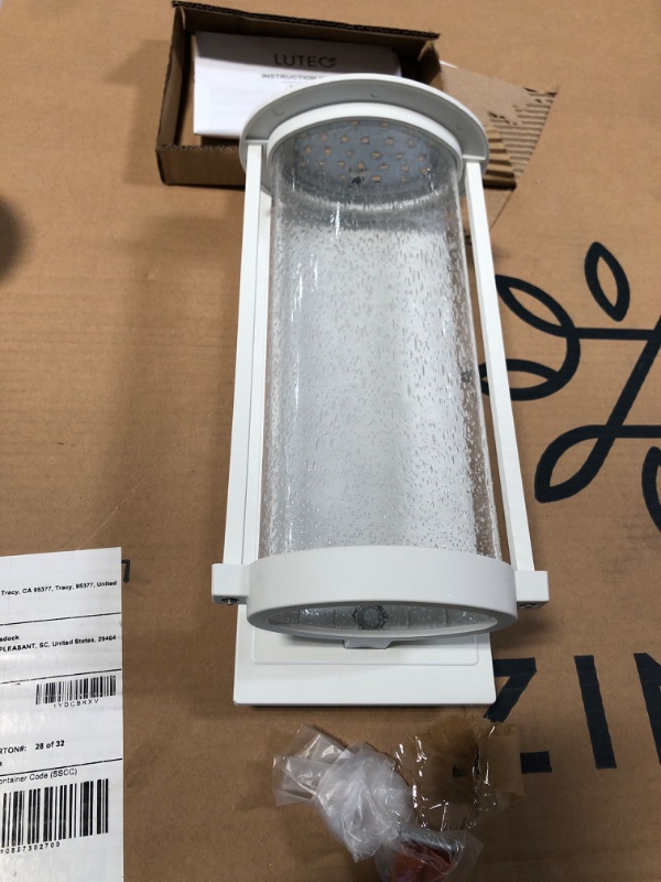 Photo 1 of LUTEC Coastal Newport White Outdoor Integrated LED Wall Lantern Sconce