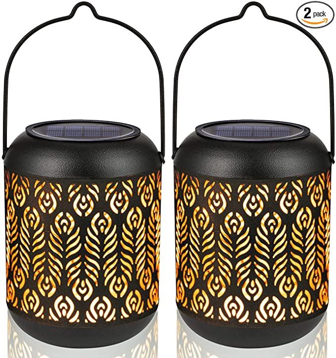 Photo 1 of LeiDrail Solar Lantern Outdoor Hanging Lanterns Garden Metal Decorative Light Warm White LED Waterproof Landscape Lighting for Table Pathway Party Yard - 2 Pack
