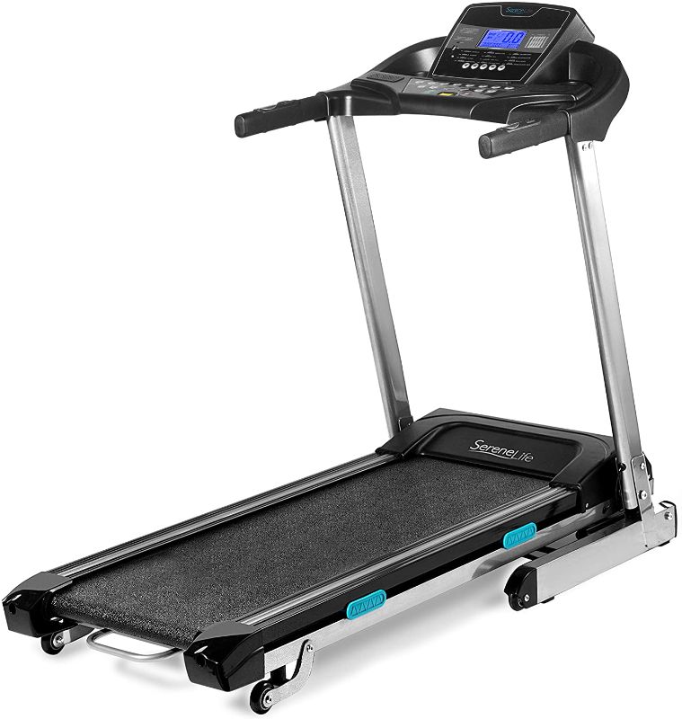 Photo 1 of SereneLife Foldable Digital Home Gym Treadmill | Smart Auto Incline Exercise Machine with Downloadable App | Large Running Treadmill with MP3 Player & Stereo Speakers | 2.5HP, 10MPH Speed - SLFTRD35
