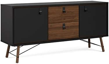 Photo 1 of *Missing box 1*
*Box 2 of 2*
Tvilum Door, 2 Drawer Sideboard, Black Matte/Walnut
