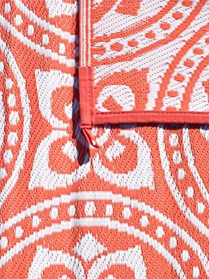 Photo 1 of 12-feet Reversible Mat, Plastic Straw Rug, Large Floor Mat for Outdoors, RV, Patio, Backyard, Picnic, Beach, Camping (pink/orange)
