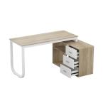 Photo 1 of 55.1 in. L-Shaped Beige Wood Computer Desk Writing Desk Office Executive Desk W/Removable Tabletop, Shelves, 3-Drawers
