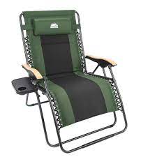 Photo 1 of 28" Steel Frame Outdoor Oversized Zero Gravity Chair with Green & Black Cushion
