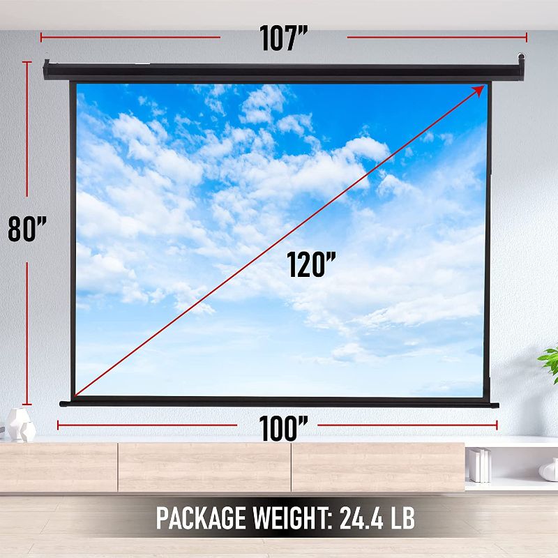 Photo 1 of 120" Motorized Projector Screen 4:3 (US Based) Indoor and Outdoor Movies Screen Electric Projector Screen W/Remote Control