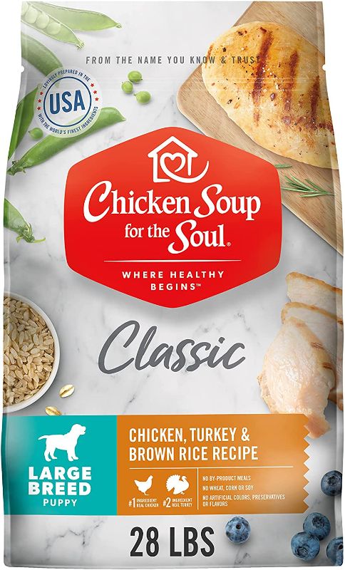 Photo 1 of ***BEST BY 3/2/23***
***NON-REFUNDABLE***
Chicken Soup for the Soul Pet Food - Large Breed Puppy - Chicken, Turkey & Brown Rice Recipe Dry Dog Food- Soy, Corn & Wheat Free, No Artificial Flavors or Preservatives
