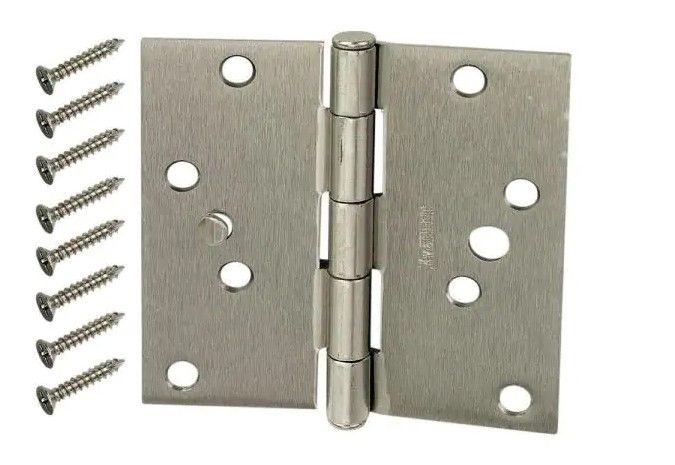 Photo 1 of **3 OF -4 in. Satin Nickel Square Corner Security Door Hinges Value Pack (3-Pack)
