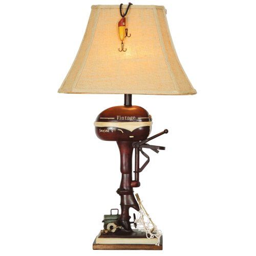 Photo 1 of *DAMAGED* Vintage Direct 32"H Vintage Boat Motor Table Lamp, Brown, Polyresin
