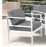 Photo 1 of **ACTUAL COLOR IS DIFFERENT **
 Aluminum Patio Armchair All Weather Aluminum Garden Furniture Set Outdoor Patio Conversation Sofa Chairs Seats with White Aluminum Frame & Gray Cushions
