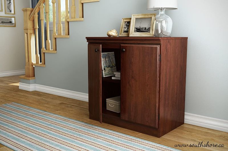 Photo 1 of **MISSING HARDWARE**
South Shore Small 2-Door Storage Cabinet with Adjustable Shelf, Royal Cherry
