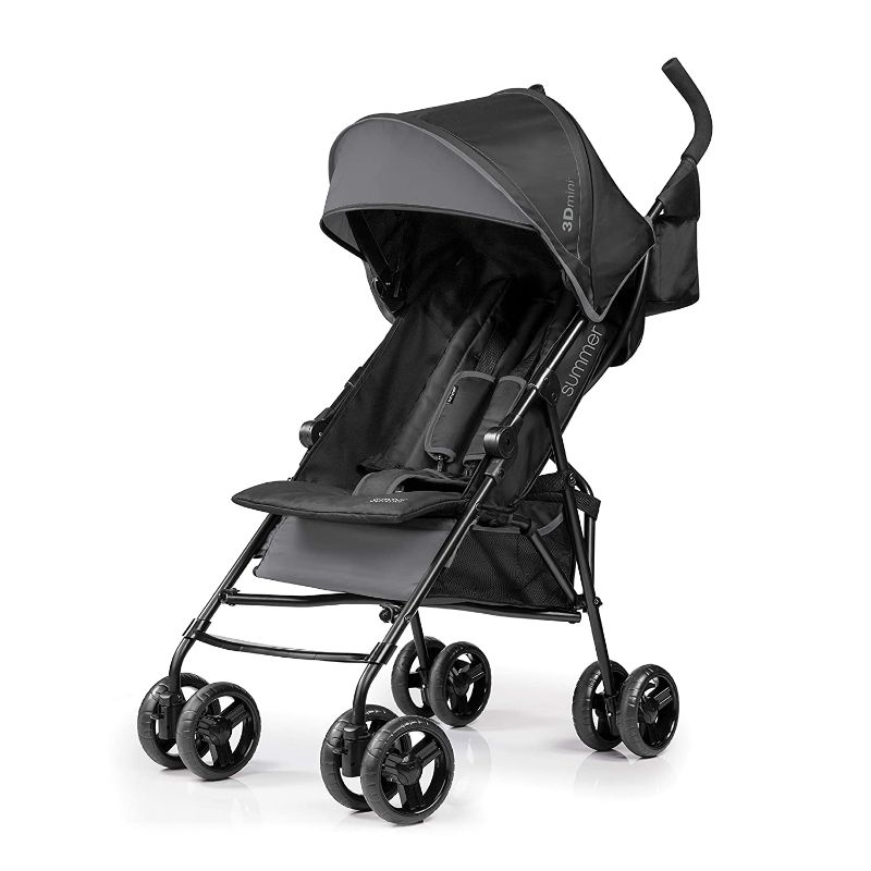 Photo 1 of **MISSING ONE SET OF TIRES**
Summer Infant, 3D Mini Convenience Stroller – Lightweight Stroller with Compact Fold MultiPosition Recline Canopy with Pop Out Sun Visor and More – Umbrella Stroller for Travel and More, Gray
