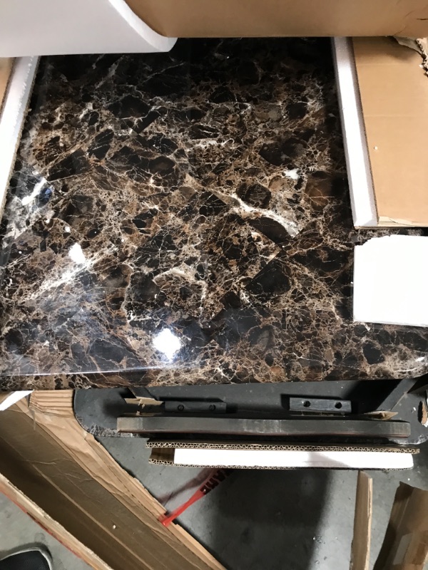 Photo 2 of **MISSING PARTS , MAJOR DAMAGE**
Signature Design by Ashley North Shore Traditional Faux Marble 3-Piece Table Set, Includes Coffee Table and 2 End Tables, Dark Brown
