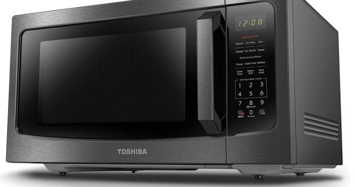 Photo 1 of Toshiba ML-EM45P(BS) Countertop Microwave Oven with Smart Sensor, Sound on/Off Function and Position Memory Turntable, 1.6 Cu.ft, Black Stainless Steel, Non-inverter Technology
