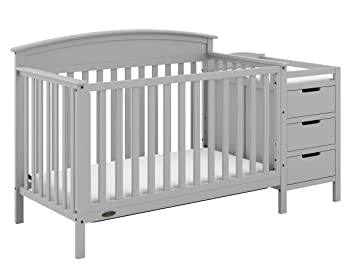 Photo 1 of Graco Benton 5-in-1 Convertible Crib and Changer (Pebble Gray) – Crib and Changing Table Combo, Includes Water-Resistant Changing Pad, 3 Drawers, Converts to Toddler Bed, Daybed and Full-Size Bed
