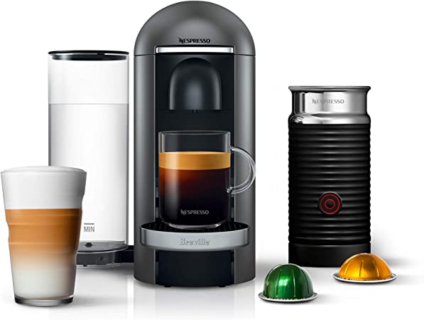 Photo 1 of Nespresso BNV450TTN VertuoPlus DeluxeEspresso Machine with Aeroccino by Breville, Titan
