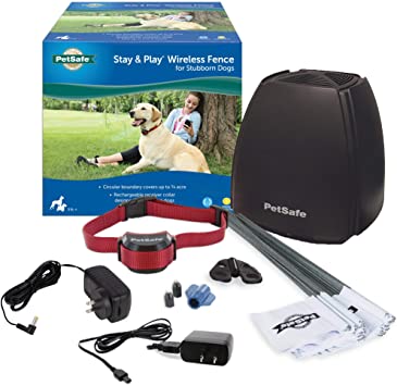 Photo 1 of PetSafe Stay and Play Wireless Pet Fence for Stubborn Dogs from the Parent Company of Invisible Fence Brand - Above Ground Electric Pet Fence with Waterproof and Rechargeable Training Collar
