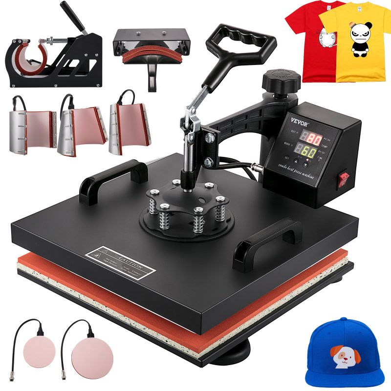 Photo 1 of ***PARTS ONLY*** VEVOR Heat Press Machine 15x15Inch 8pcs 1050W Combo Digital Multifunctional Sublimation Heat Transfer Machine Dual LED Display for T Shirts Hat Mug Cap Plate Swing Away Design
