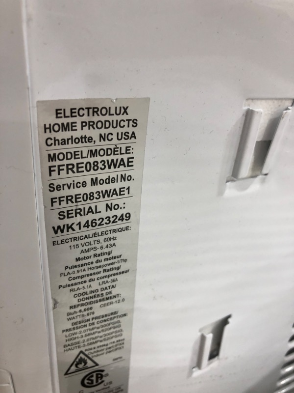 Photo 4 of **PARTS ONLY** POWERS ON BUT DOES NOT FUNCTION**
Frigidaire Window-Mounted Room Air Conditioner, 8,000 BTU, in White
