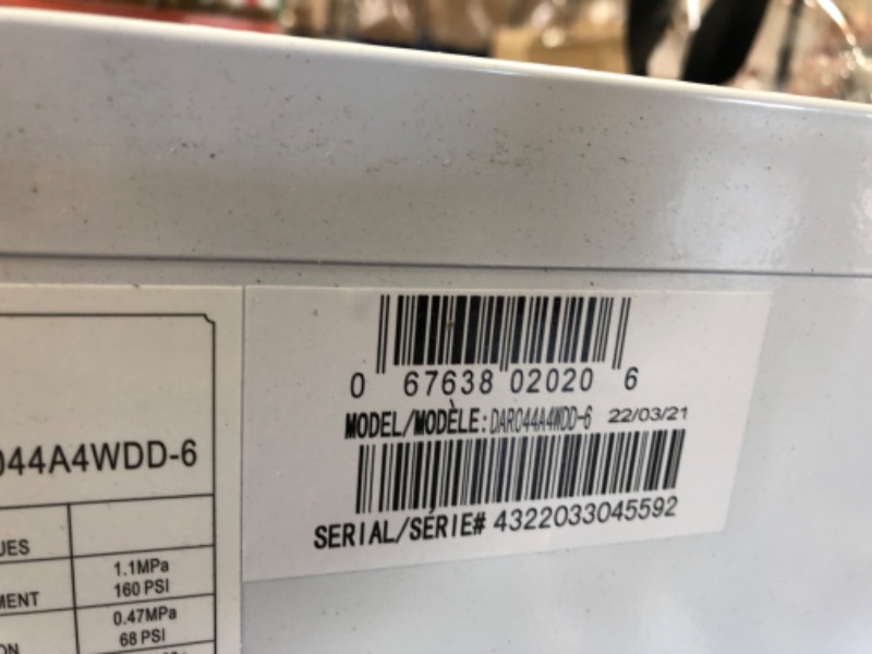Photo 1 of **TOP RIGHT BACK CORNER IS DENTED, SEE PHOTO**
Danby DAR044A4WDD-6 4.4 Cu.Ft. Mini Fridge, Compact Refrigerator for Bedroom, Living Room, Bar, Dorm, Kitchen, Office, E-Star in White
