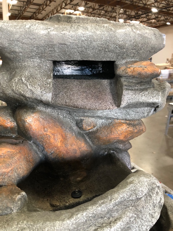 Photo 6 of (MINOR DAMAGES)Alpine Corporation 4-Tier Rock Water Fountain with LED Lights
