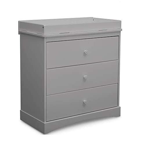 Photo 1 of Delta Children Sutton 3 Drawer Dresser with Changing Top, Greenguard Gold Certified, Grey
