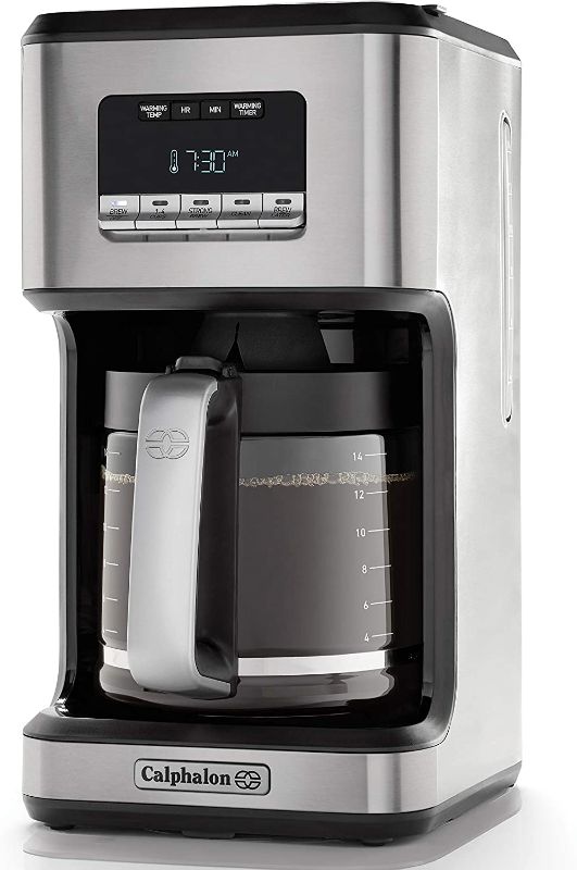 Photo 1 of Calphalon Coffee Maker, Programmable Coffee Machine with Glass Carafe, 14 Cups, Stainless Steel
