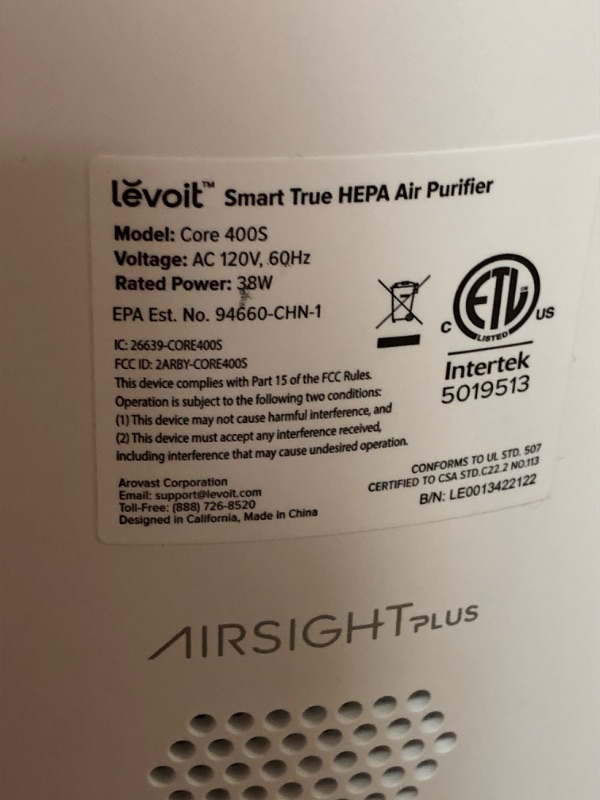 Photo 4 of LEVOIT Air Purifiers for Home Large Room, Smart WiFi and Alexa Control, H13 True HEPA Filter for Allergies, Pets, Smoke, Dust in Bedroom, Auto Mode 
