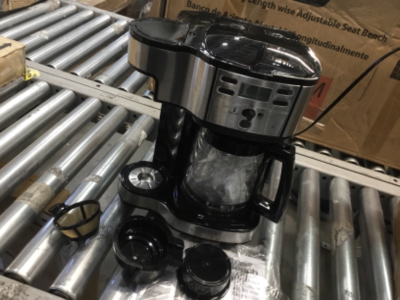 Photo 2 of Hamilton Beach 2-Way Brewer Single Serve Coffee Maker and Full 12 Cup Coffee Pot Stainless Steel and Black Programmable 49980A
