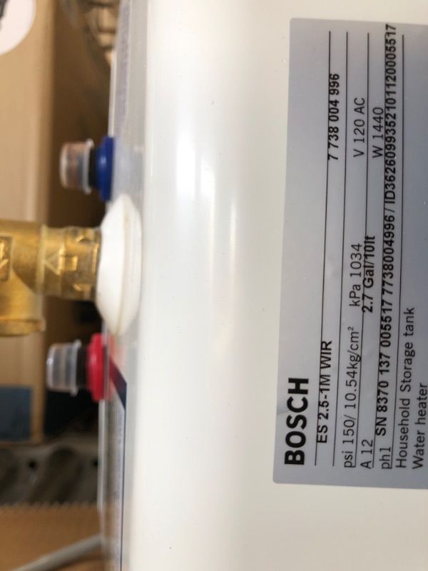 Photo 3 of Bosch Electric Mini-Tank Water Heater Tronic 3000 T 2.5-Gallon (ES2.5) - Eliminate Time for Hot Water - Shelf, Wall or Floor Mounted
