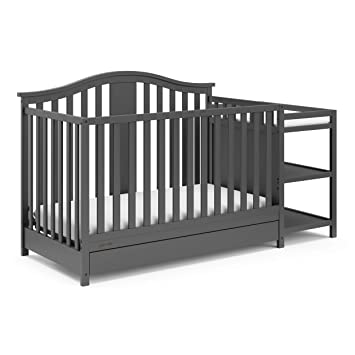 Photo 1 of Graco Solano 5-in-1 Convertible Crib and Changer with Drawer (Gray) – Crib and Changing Table Combo with Drawer, Includes Changing Pad, Converts to Toddler Bed, Daybed and Full-Size Bed
