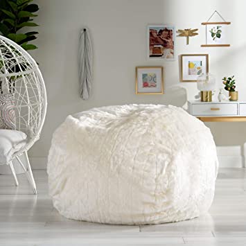 Photo 1 of 5 Foot Bean Bag - Short Faux Fur - White