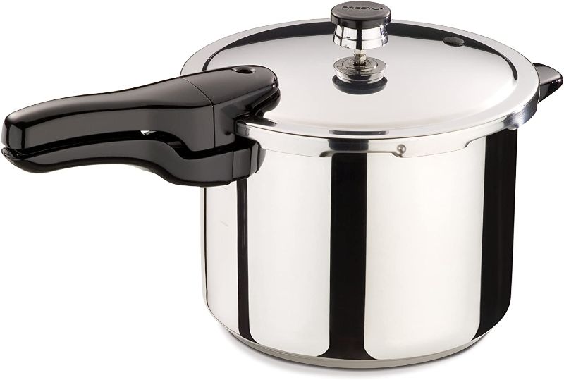 Photo 1 of **MISSING LID KNOB AND MISSING BOTH HANDLES**
Presto 01362 6-Quart Stainless Steel Pressure Cooker
