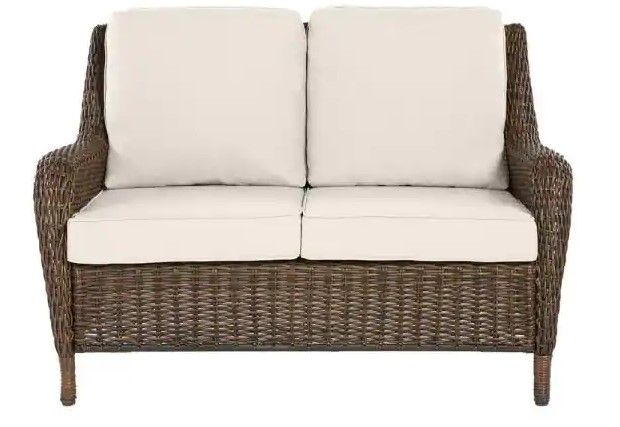 Photo 1 of ***PARTS ONLY***
Hampton Bay Cambridge Brown Wicker Outdoor Patio Loveseat with CushionGuard/Almond colored cushions