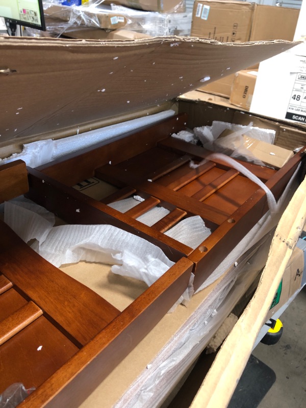 Photo 3 of Linon Home Decor Storage Bench with Short Split Seat Storage, Walnut, 50 inchw x 17 inchd x 25.25 inchh.
