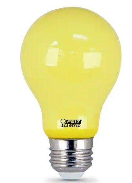 Photo 1 of 5PK-Feit Electric 60-Watt Equivalent A19 5-Watt Medium E26 Base Non-Dimmable Yellow Colored Bug LED Light Bulb