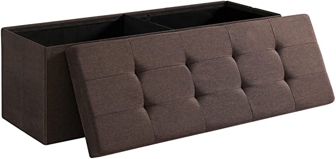 Photo 1 of SONGMICS 43 Inches Folding Storage Ottoman Bench, Storage Chest, Foot Rest Stool, Toy Box Chest, Holds up to 660 lb, Brown ULSF77BR
