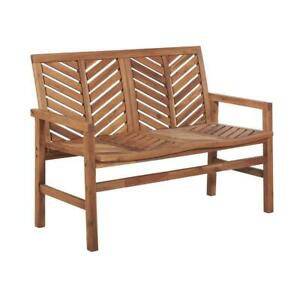 Photo 1 of 48" Solid Acacia Wood Chevron Outdoor Loveseat Bench - Brown
