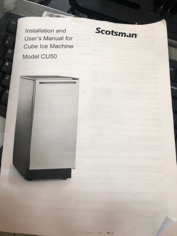 Photo 2 of Scotsman CU50 64 Pound Stainless Steel Under the Counter Indoor Outdoor Commercial Cube Ice Maker Machine with Ice Scoop and Water Sensor
