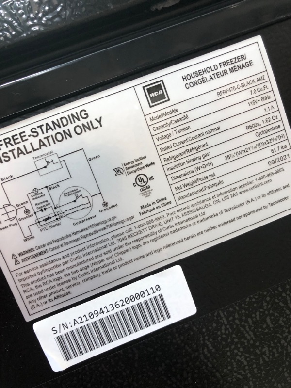 Photo 1 of RCA FRF470-BLACK 7.0 cu. ft. Chest Freezer, Black
