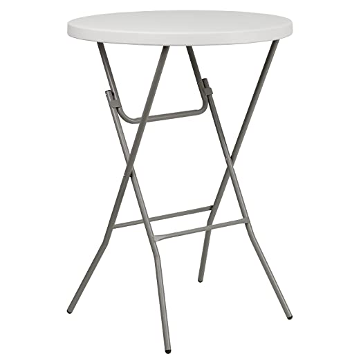 Photo 1 of (CRACKED EDGE) Flash Furniture 2.63-Foot Round Granite White Plastic Bar Height Folding Table
