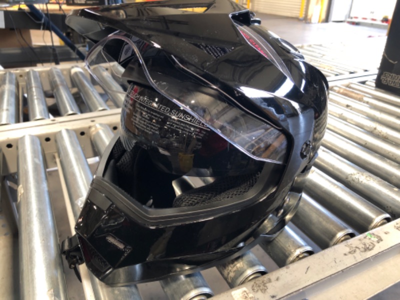 Photo 2 of 1Storm Dual Sport Motorcycle Motocross Off Road Full Face Helmet HF802 Dual Visor Glossy Black, XL
