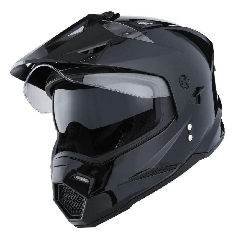 Photo 1 of 1Storm Dual Sport Motorcycle Motocross Off Road Full Face Helmet HF802 Dual Visor Glossy Black, XL
