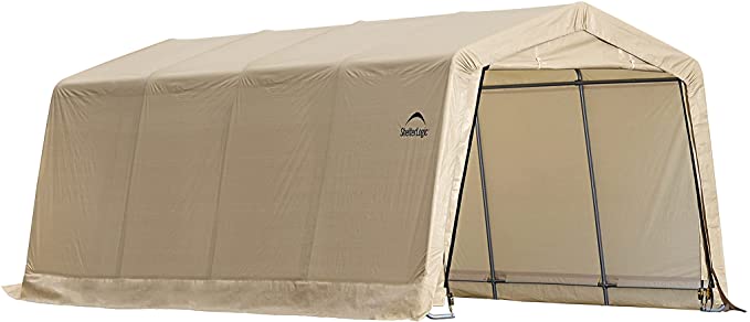 Photo 1 of (SM TEAR; UNABLE TO FIND MANUAL) ShelterLogic 10' x 20' x 8' All-Steel Metal Frame Peak Style Roof Instant Garage and AutoShelter with Waterproof and UV-Treated Ripstop Cover
