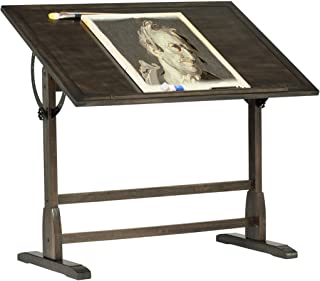Photo 1 of (BROKEN BOTTOM FRAME) Vintage Wood Drawing/Drafting Table 42"W, Adj Tilting Top, Black, x 30" D, Distressed
